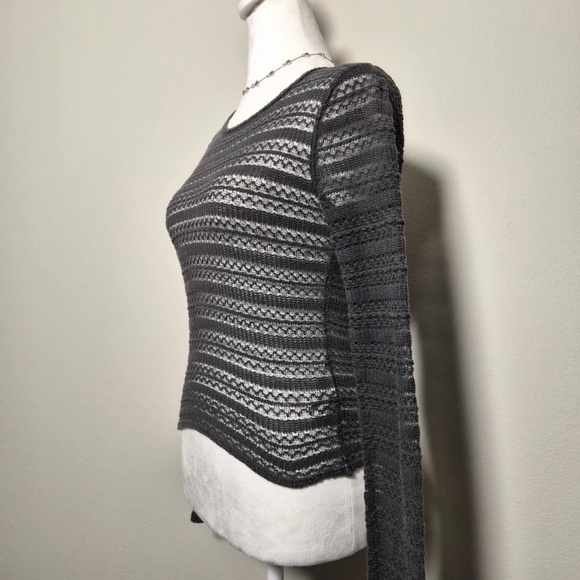 Hollister Vintage Gray Micro Knit Witchy Whimsigoth Grunge Alt Longsleeve Top M - Picture 4 of 7